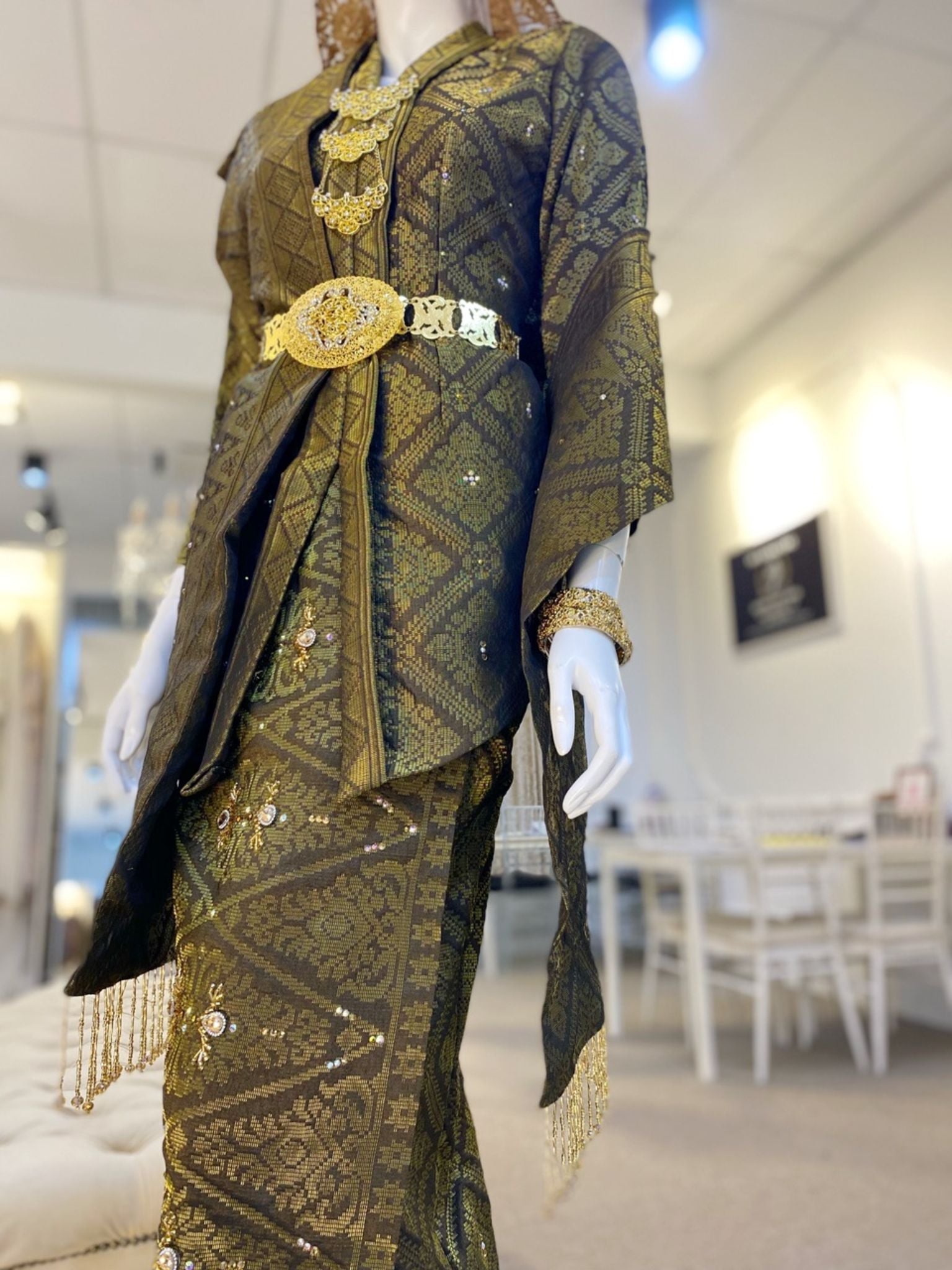 PUTERI SEJINJANG - Baju Pengantin Kebaya Songket Dark Coco Brown and Gold Wedding Dress from PP Signature Bridal Boutique-sewa baju Baju Pengantin Online-songket dark brown