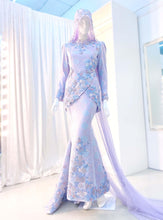 Two piece Tulip Songket Wedding Dress Baby Blue Purple Baju Pengantin Muslimah PP Signature