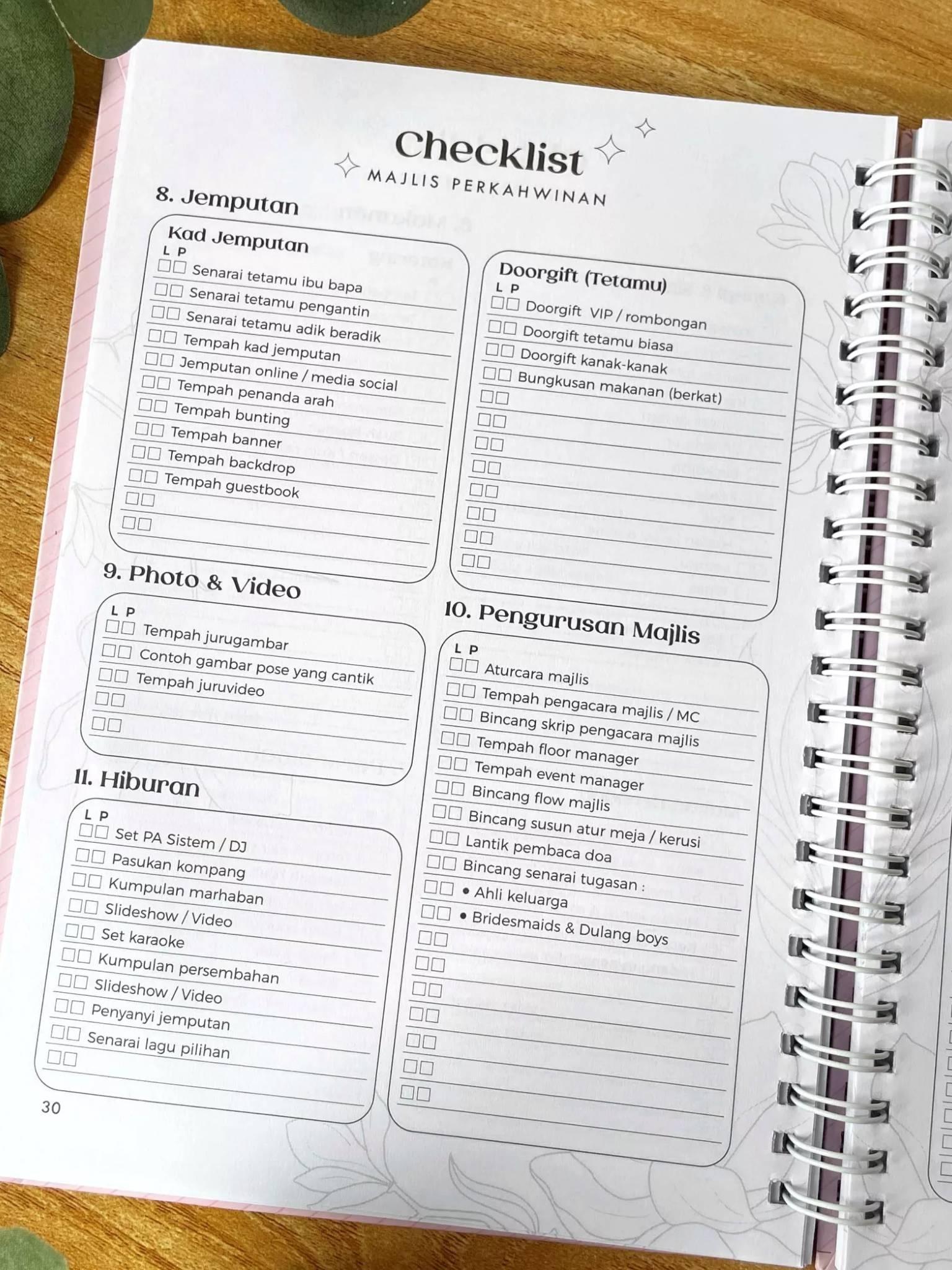buku wedding planner-wedding planning book-checklist perkahwinan-wedding checklist-malay wedding checklist-Buku Wedding Planner Viral-bajet perkahwinan-wedding budget