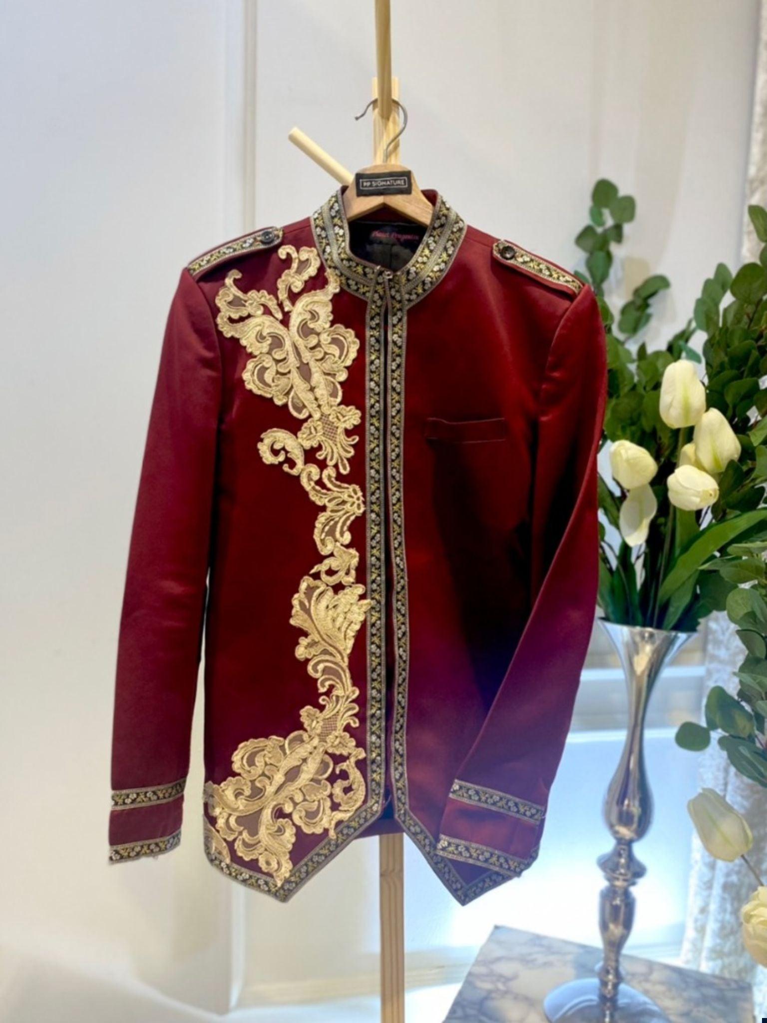 sewa baju pengantin lelaki-sewa baju sanding lelaki-sewa prince suit-sewa prince coat-butik pengantin PP Signature-wedding suit for rent-prince suit for groom-royal prince suit-prince suit for wedding-wedding prince suit-prince suit design 2023-Prince suit Maroon-prince coat Maroon