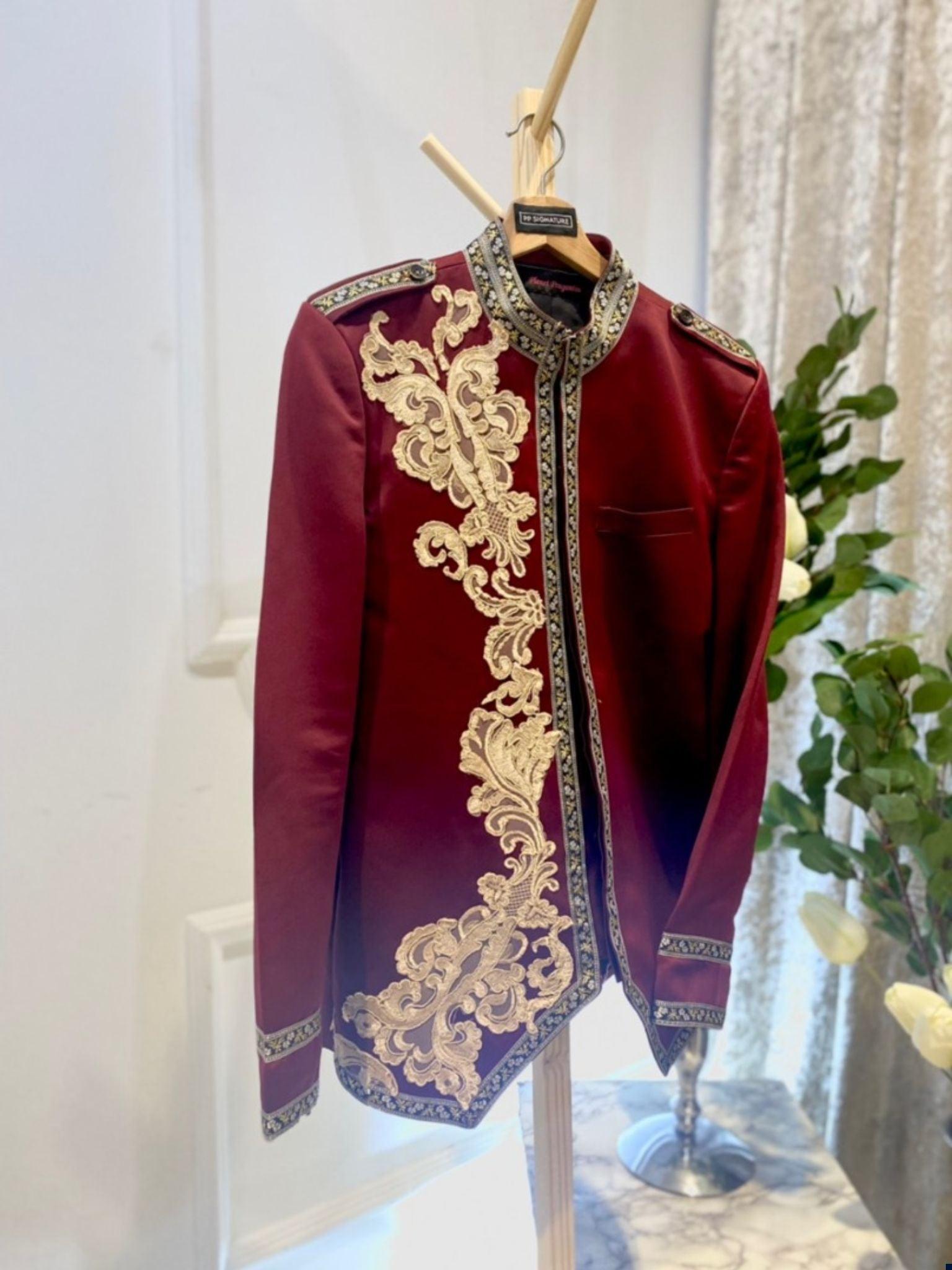 sewa baju pengantin lelaki-sewa baju sanding lelaki-sewa prince suit-sewa prince coat-butik pengantin PP Signature-wedding suit for rent-prince suit for groom-royal prince suit-prince suit for wedding-wedding prince suit-prince suit design 2023-Prince suit Maroon-prince coat Maroon