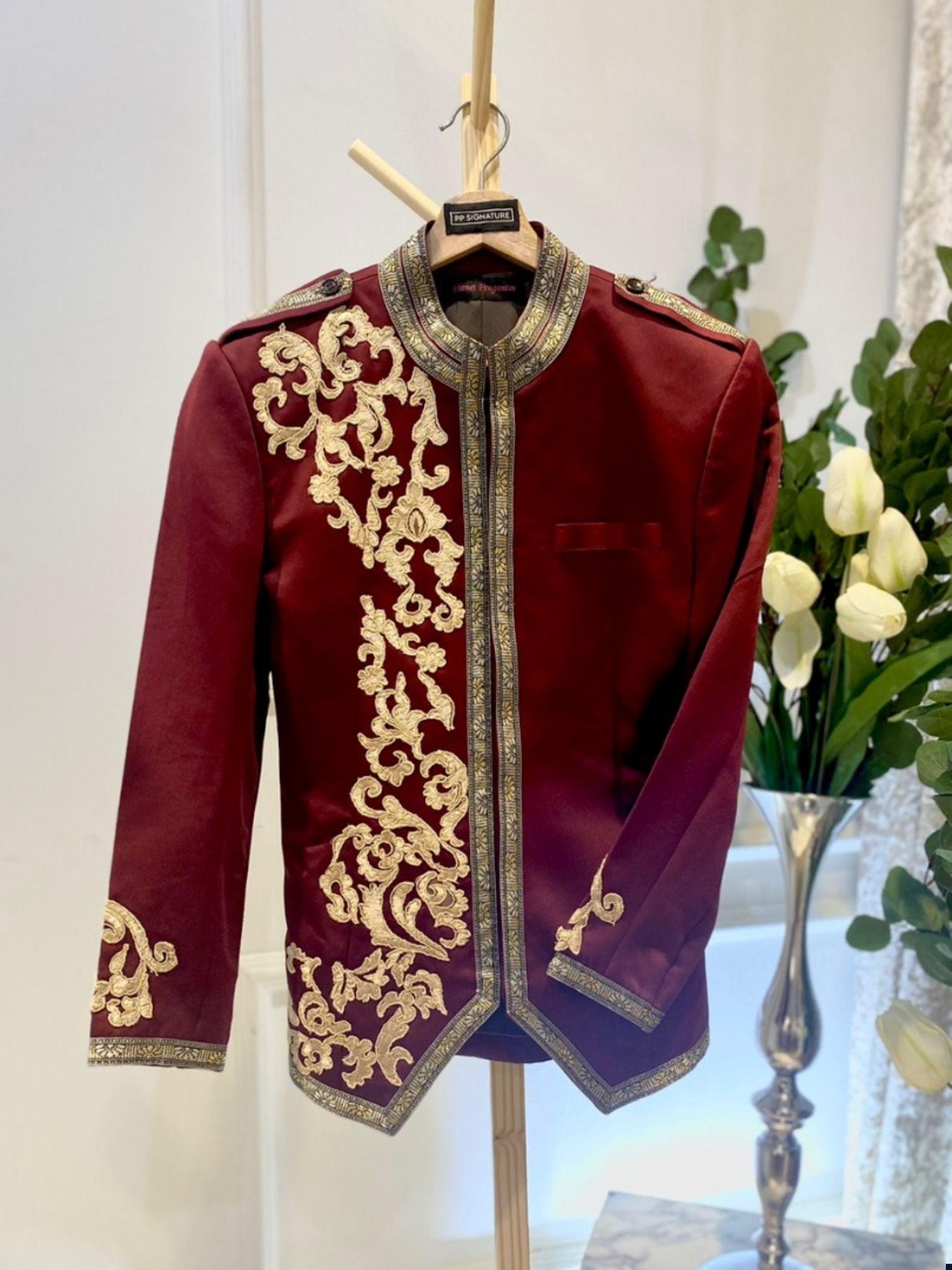 sewa baju pengantin lelaki-sewa baju sanding lelaki-sewa prince suit-sewa prince coat-butik pengantin PP Signature-wedding suit for rent-prince suit for groom-royal prince suit-prince suit for wedding-wedding prince suit-prince suit design 2023-Prince suit Maroon-prince coat Maroon