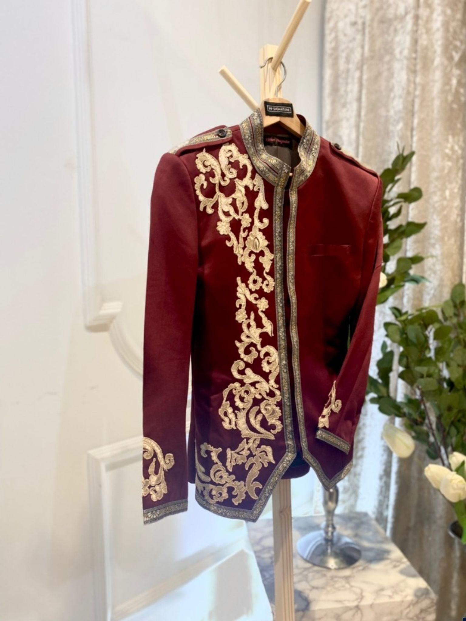 sewa baju pengantin lelaki-sewa baju sanding lelaki-sewa prince suit-sewa prince coat-butik pengantin PP Signature-wedding suit for rent-prince suit for groom-royal prince suit-prince suit for wedding-wedding prince suit-prince suit design 2023-Prince suit Maroon-prince coat Maroon