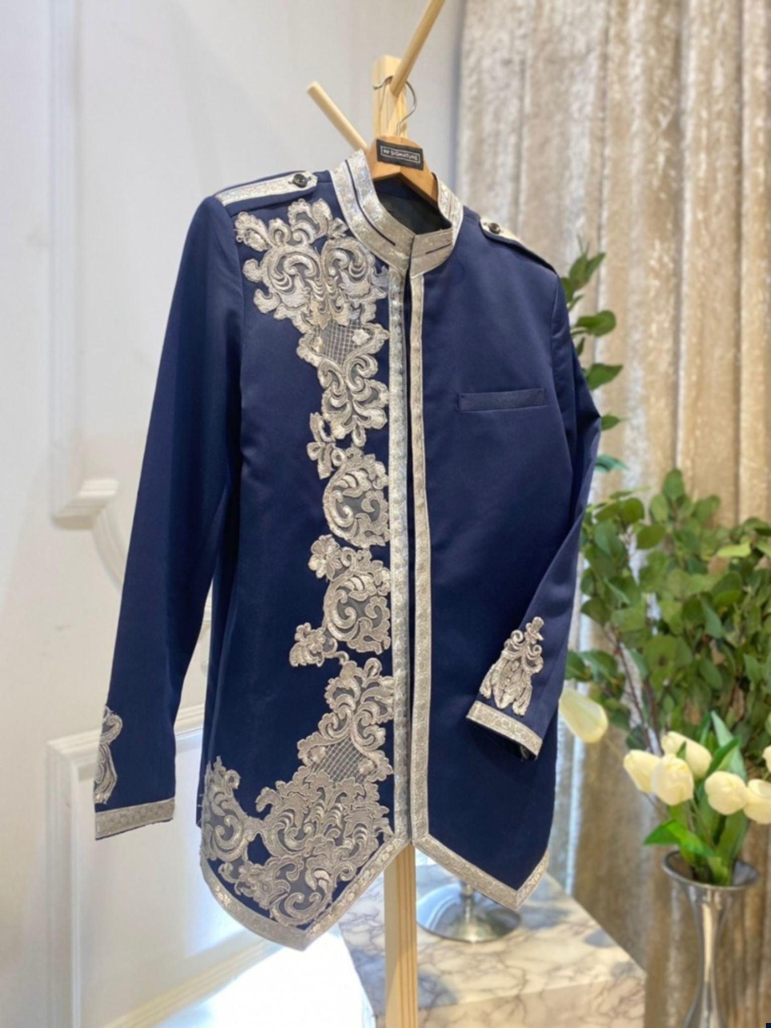 sewa baju pengantin lelaki-sewa baju sanding lelaki-sewa prince suit-sewa prince coat-butik pengantin PP Signature-wedding suit for rent-prince suit for groom-royal prince suit-prince suit for wedding-wedding prince suit-prince suit design 2023-Prince suit Navy Blue-prince coat Navy Blue