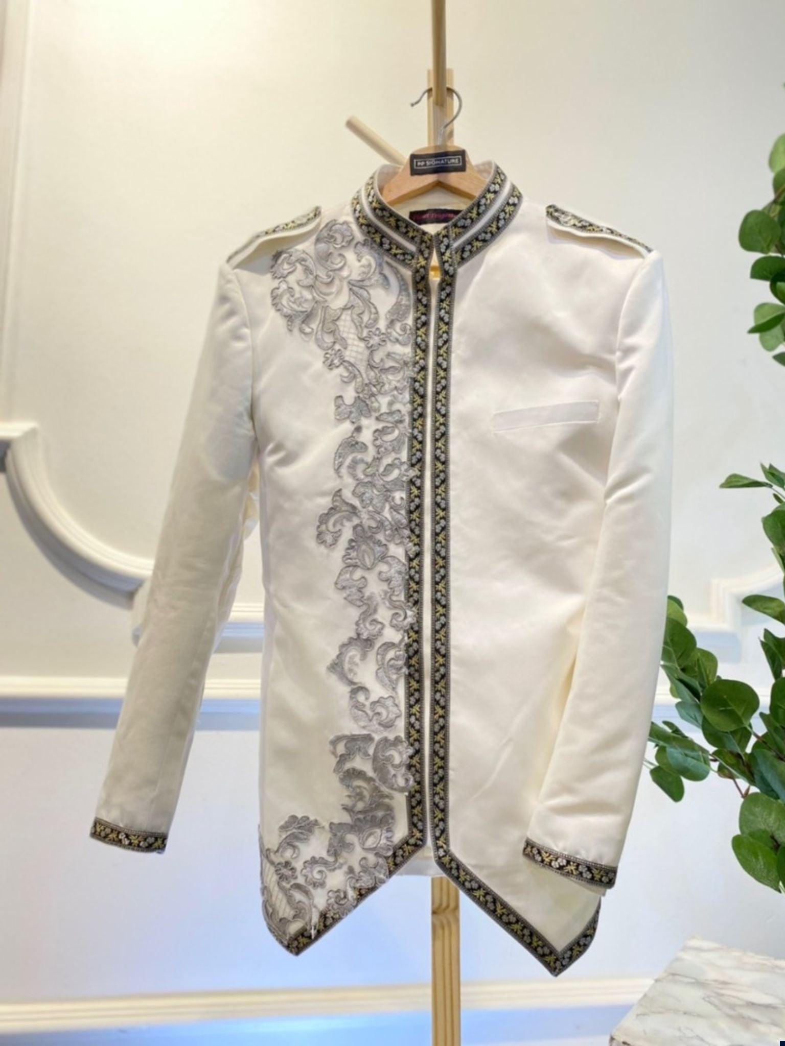 Prince Suit Off White Silver Lace - Baju Pengantin Lelaki - PP Signature