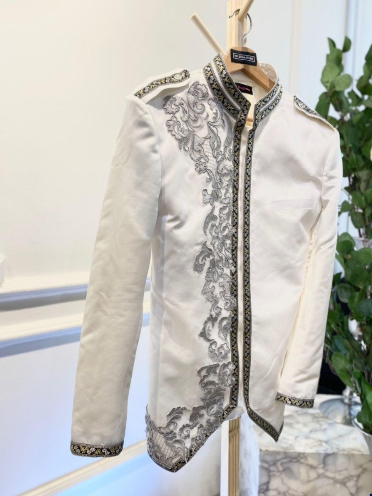 Prince Suit Off White Silver Lace - Baju Pengantin Lelaki - PP Signature