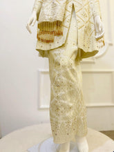 TUN FATIMAH - Baju Pengantin Kurung Belah Songket Cream & Light Gold from PP Signature Bridal Boutique-sewa baju Baju Pengantin-songket cream-sewa baju Baju sanding