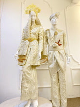 TUN FATIMAH - Baju Pengantin Kurung Belah Songket Cream & Light Gold from PP Signature Bridal Boutique-sewa baju Baju Pengantin-songket cream-sewa baju Baju sanding